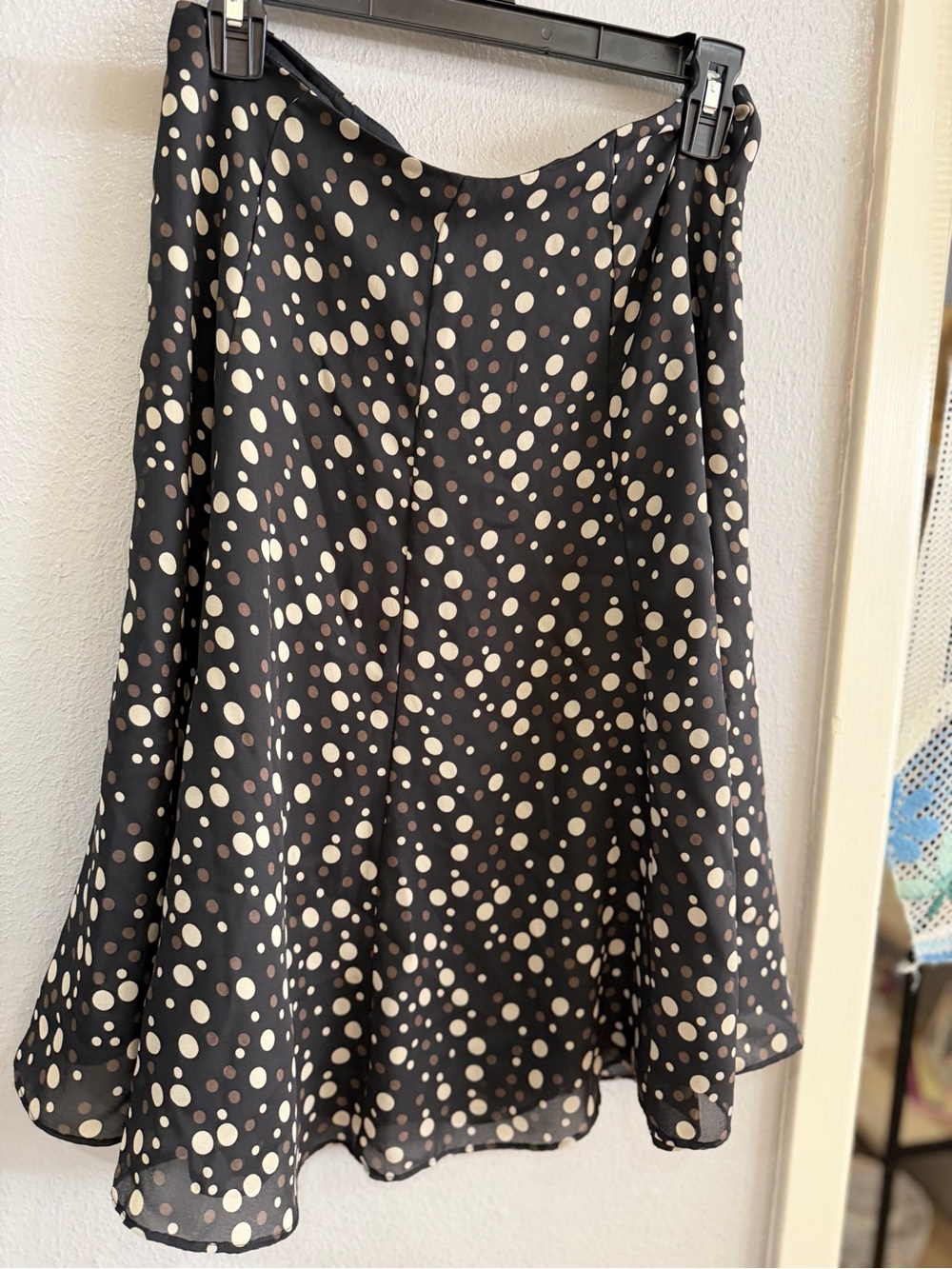Geoffrey Beene Black Skater Skirt with Cream Polka Dots